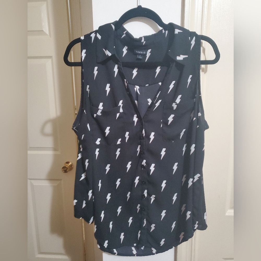 Torrid Lightning Bolt Collared Blouse
